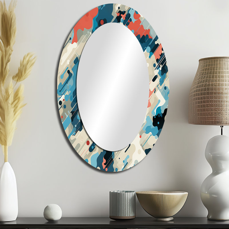 Cuber Techno Concealment - Blue Oval Wall Mirror Decor, 36" H x 24" W