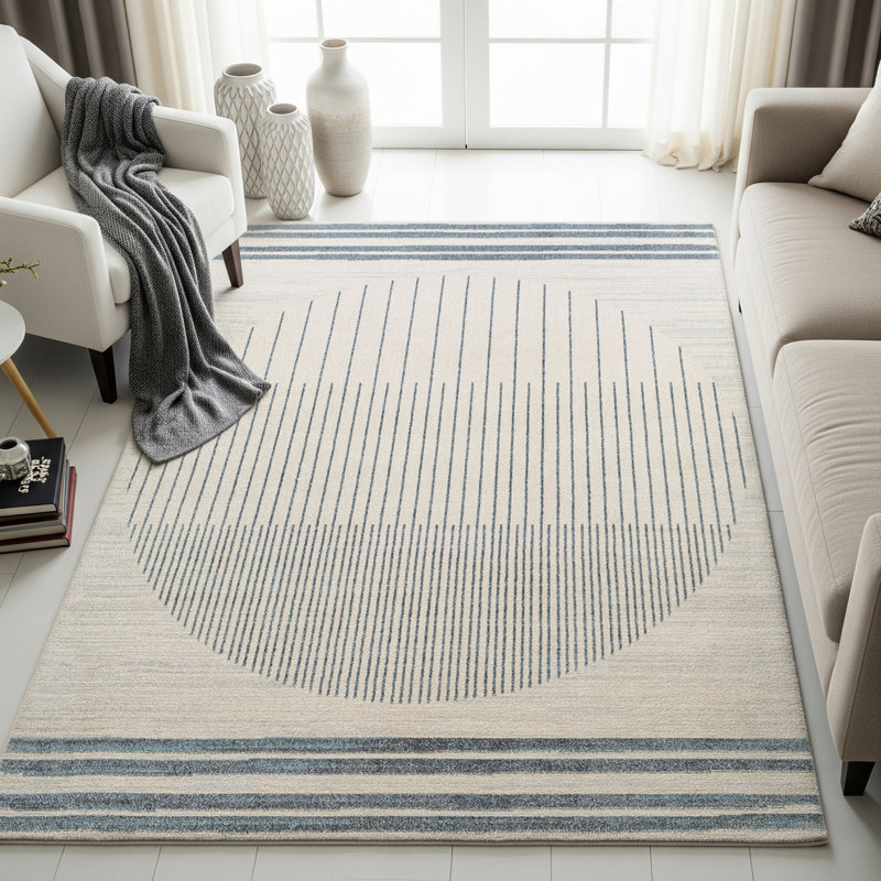 Feza Machine Washable Modern Boho Beige Area Rug, Rectangle 120 x 170cm