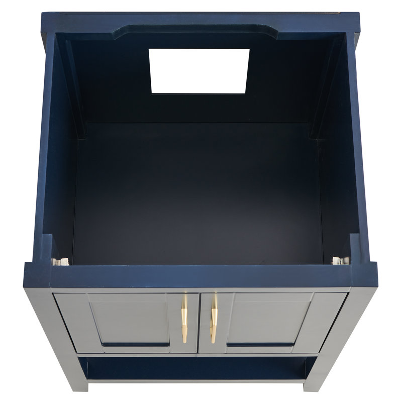 Meuble-lavabo 24 po avec plateau en marbre de Carrare et vasque en céramique Jearold, Marine