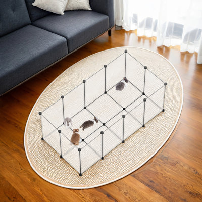Pet Playpen With Floor, Small Animal Enclosure, DIY Plastic Cage, Indoor Run For Hamsters, Rabbits, Guinea Pigs, 57.1 X 28.3 X 22.4 Inches