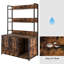 Armoire d'intérieur pour chat avec bac à litière et rangement pour tablette, tablette à gratter, salle de bain cachée, 2 portes, grand refuge brun stable, salle de bain, porte,