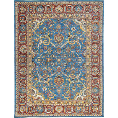 Tapis bleu et rouge de haute qualité noué à la main Sultanabad
