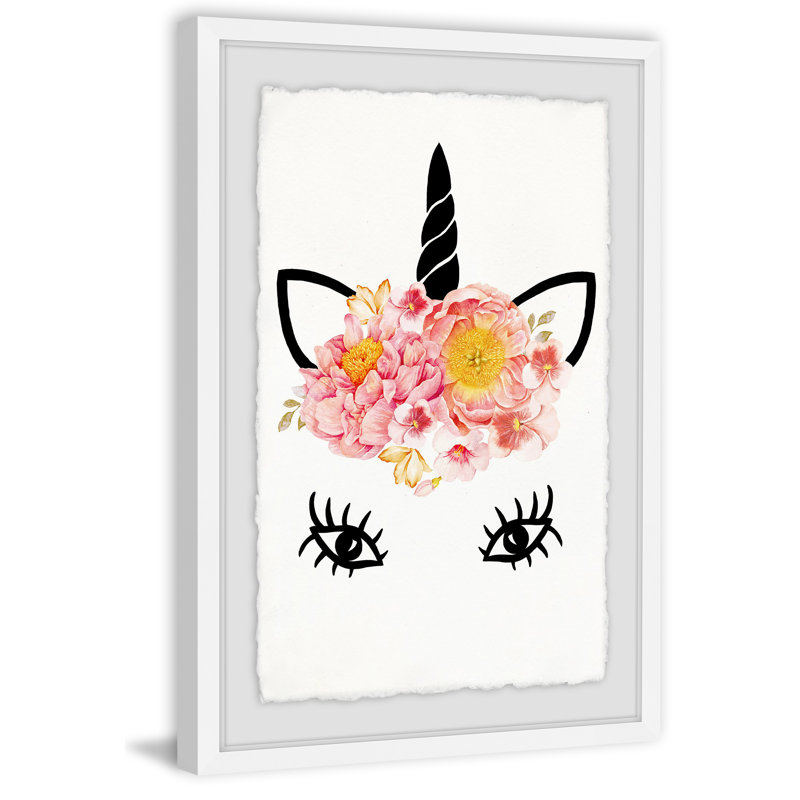 Flowery Unicorn - Graphic Art, 30cm H x 20cm W