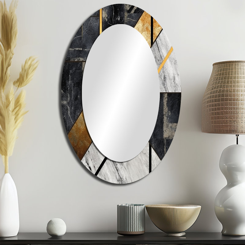 Koeller - Miroir abstrait en métal, 36 po x 24 po