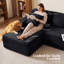 Canapé modulaire en velours côtelé de 106,3 po de largeur avec méridienne en L, siège profond, sans assemblage requis, noir-130040014-130040013