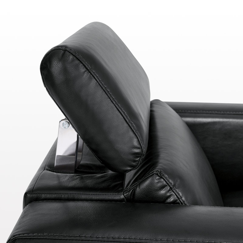 Wall-hugger Power Recliner, High Leg Recliner with Adjustable Headrest, for Small Spaces, Faux Leather, Black