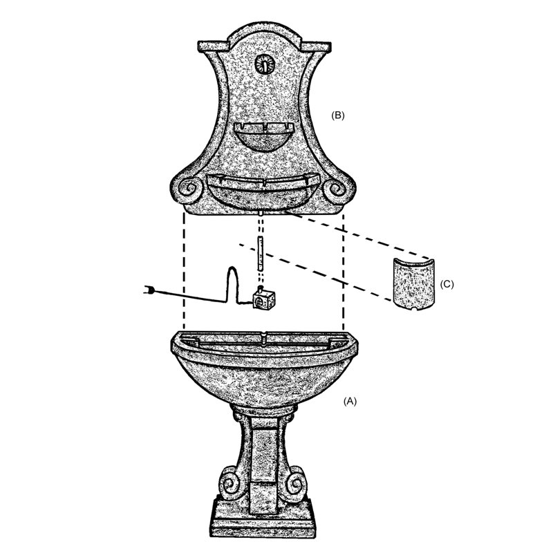 Cast Stone Fountain, Forest Brown