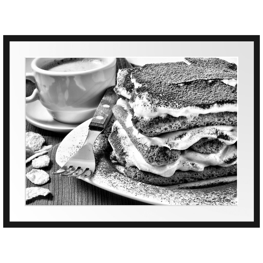 Gerahmtes Poster Leckeres Dessert mit Kaffee