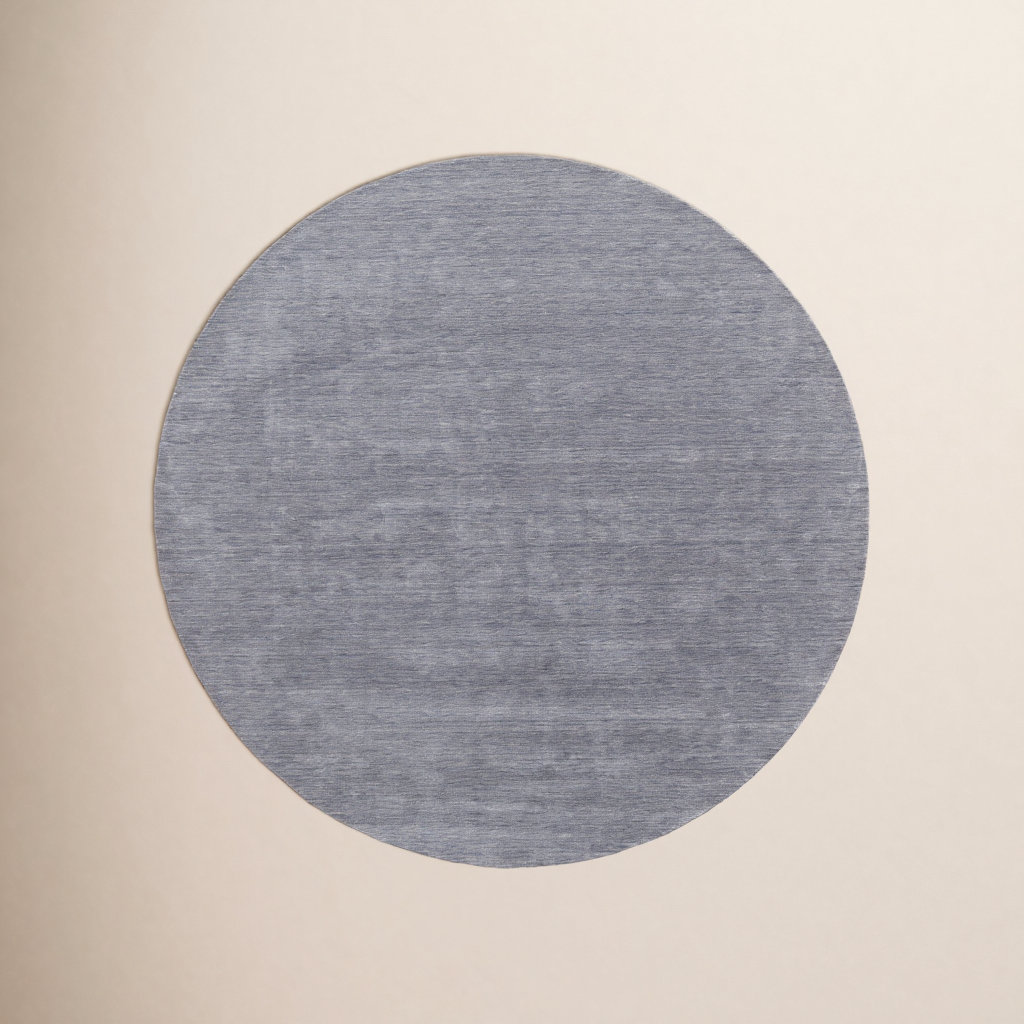 Kaden Smoke Hand-Woven Wool Shag Rug, Round 8'