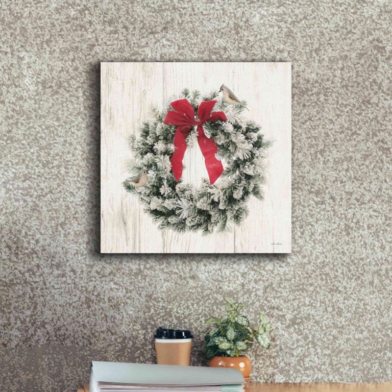 «Titmouse Christmas Wreath» par Lori Deiter, art mural sur toile, H 18 po x l 18 po x P 0,75 po