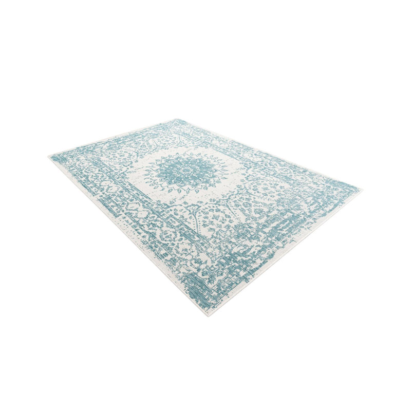 Contemporary Hintz Area Rug Aqua Color, Rectangle 2' x 3'1"
