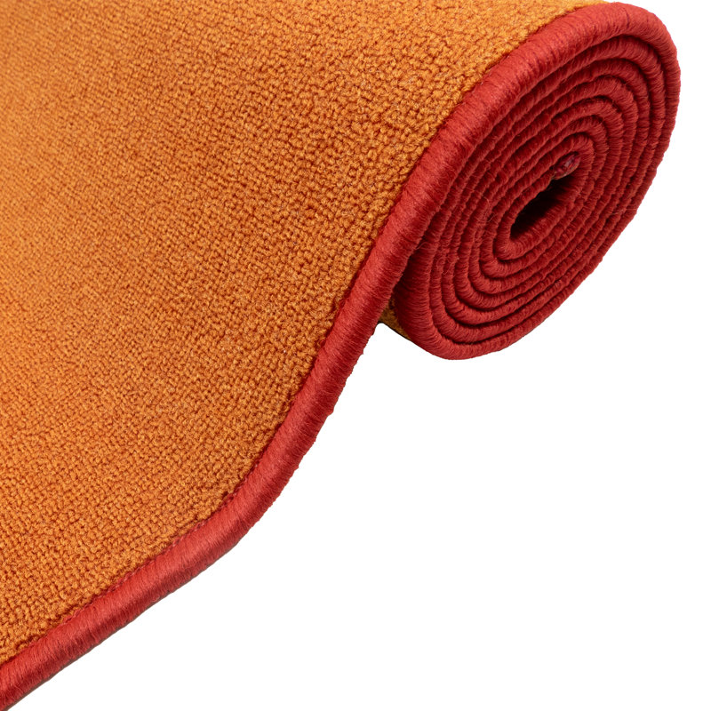 Anti Slip Low Profile Solid Orange Color Custom Size Runner Rug for Hallway Stairway Entryway Kitchen, Runner 2'2" x 33'