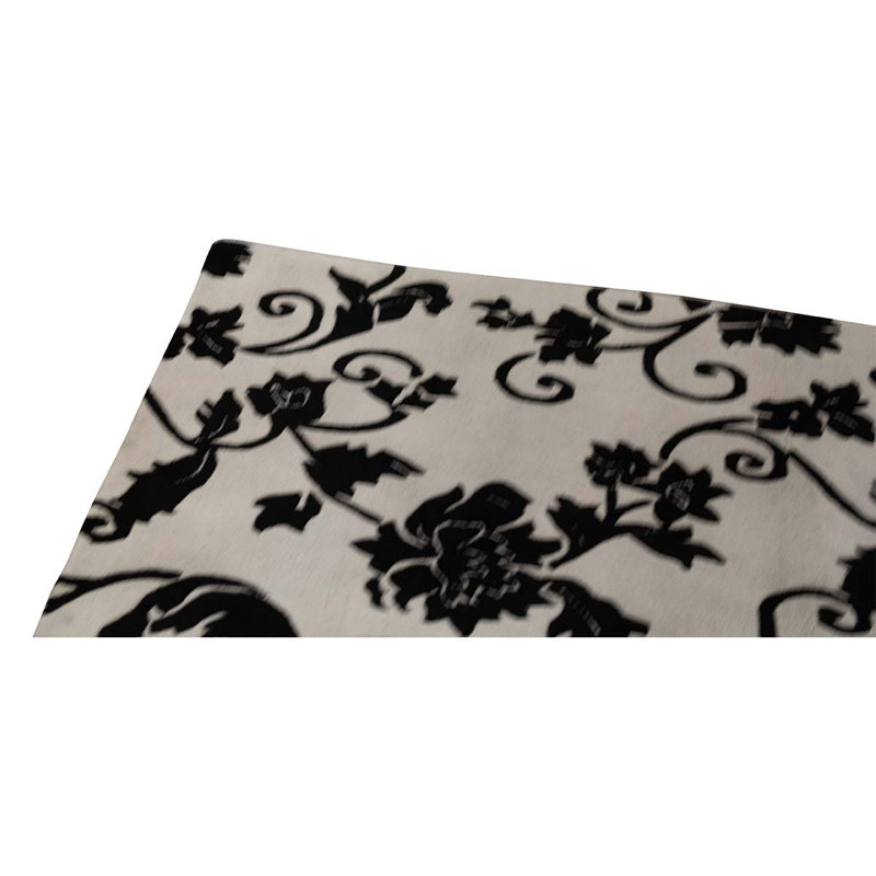 Tapis ivoire / noir en laine noué à la main de conception unique 7 pi 11 po x 9 pi 9 po