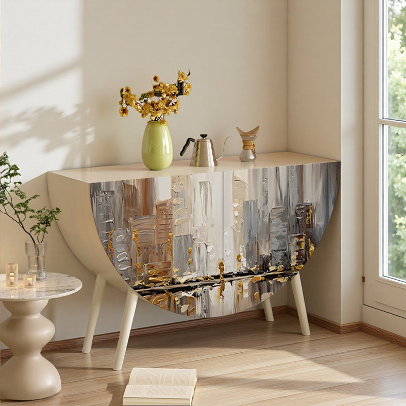 Semi-Circle Painted Solid Wood Accent Cabinet