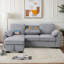 Latitude Run® 91.5 " Modern Shariff Reversible Chenille Upholstered Sleeper Sectional Sofa with Storage Chaise-1110405316