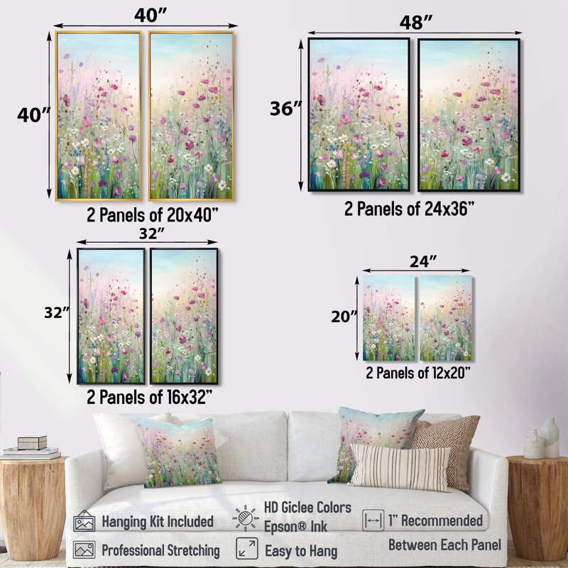 Fleurs sauvages prés - décoration murale traditionnelle, Floater Framed Print without Mat, Black, 36" H x 48" W