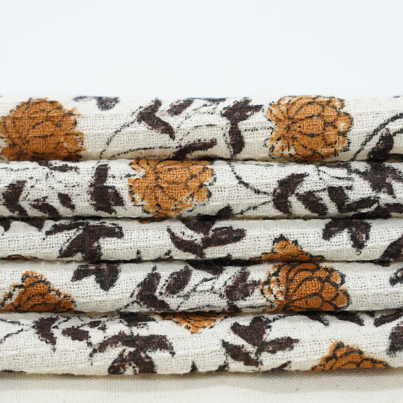 Hand Block Print Cotton Waffle Hand Towels - Sustainable, Soft, and Beautiful Towels for Every Home (Khubsurat, Orange)