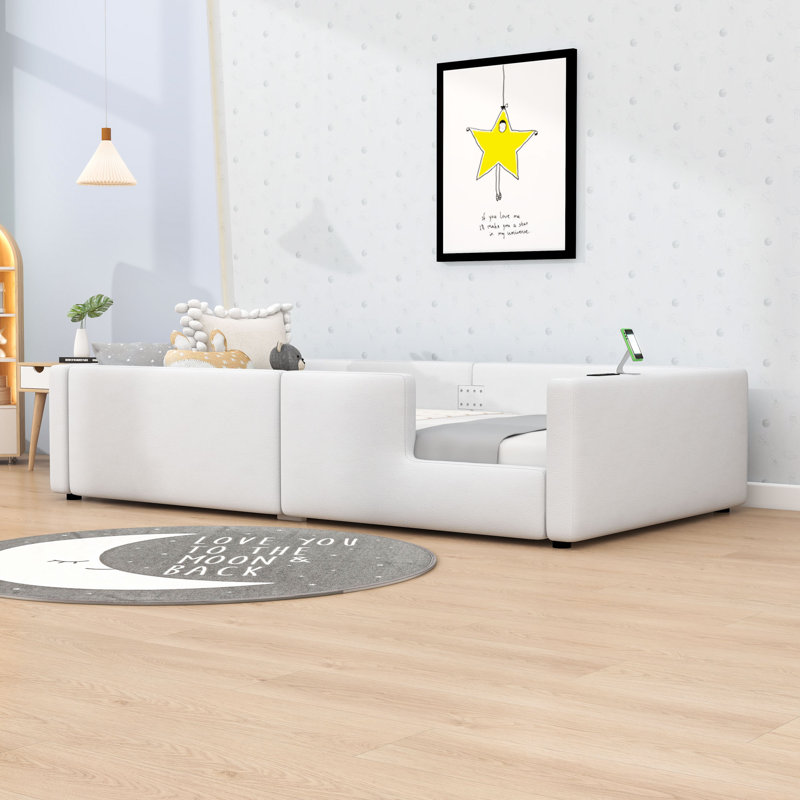 Lit plateforme tapissier avec station de charge