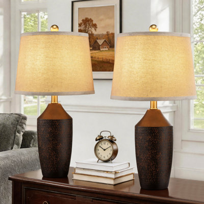 Ensemble de lampes de table en céramique de 23 po ChenJoss, convient aux chambres à coucher, aux salons, aux bureaux et aux bureaux (ensemble de 2)
