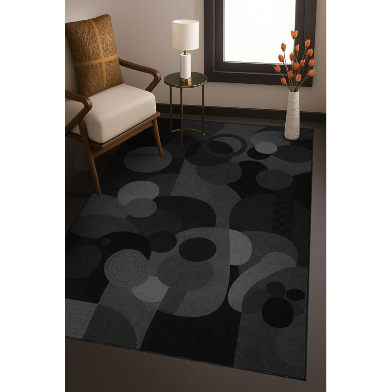 Tapis noir Mosso, 3'11" x 5'11"