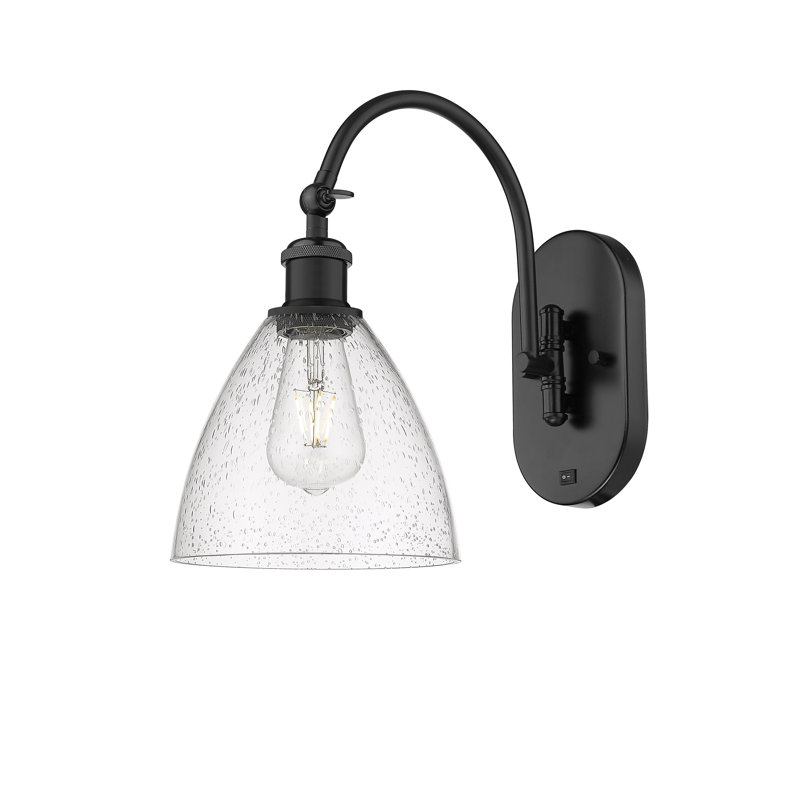 Bras pivotant en verre Amenda, Ampoule non incluse, Noir mat