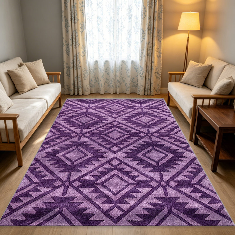 Purple Southwestern Geometric area rugs for Living Room, Soft and Comfortable, Suitable for all seasons, easy to maintain, machine washable Indoor floor mat, Under Table Farmhouse suitable for Bedroom, Dining Room, Study, Patio, Balcony, Home Decor