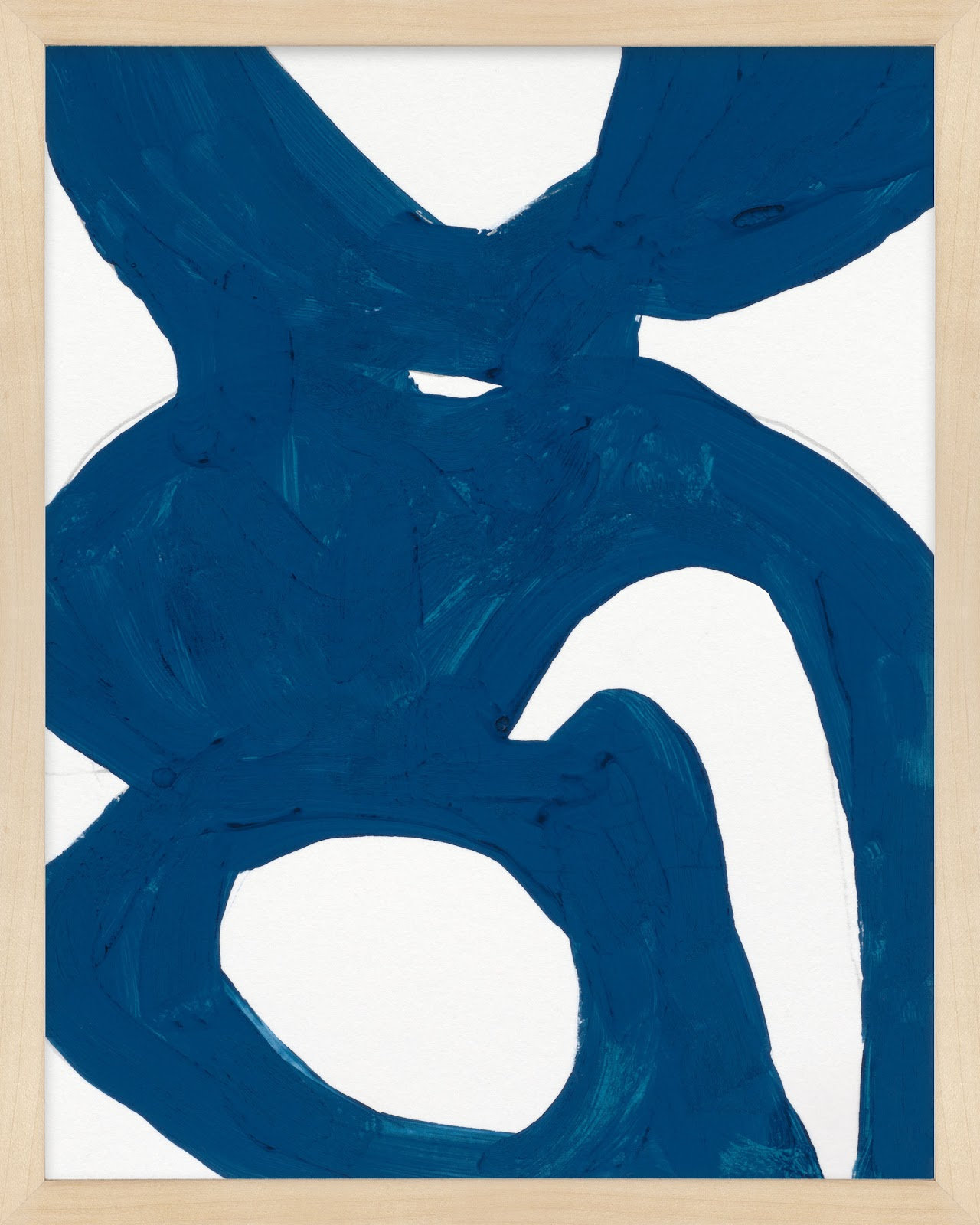 Blue Harmony 1 by Andrea Stokes, 38" H x 30" W x 1.25" D, Brown Framed