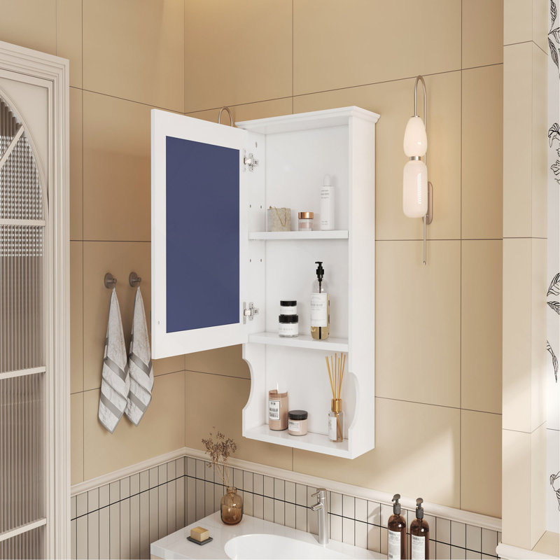 Armoire de rangement de salle de bain murale 20 "avec miroir, rangement mural avec porte, armoire à pharmacie murale à miroir