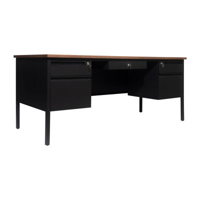 Cambridge 70" Commercial Double Pedestal Desk with 5 Locking Drawers