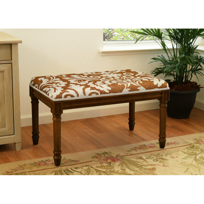 Banc en bois massif Cambel, Noyer / caramel jacobin floral