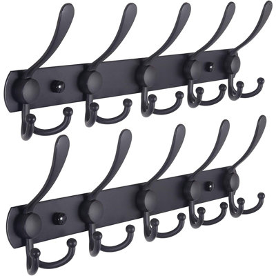 Dseap Coat Rack Wall Mounted - 5 Tri Hooks, Heavy Duty, Stainles...