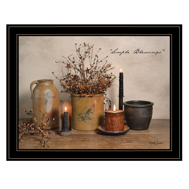 "Simple Blessings" Framed Wall Art for Living Room, Bedroom Wall Decoration by Billy Jacobs, Black Framed