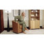 Fauteuil demi-tonneau pivotant en cuir véritable de 30,5 po de largeur avec base en bois massif Amiir-107397329