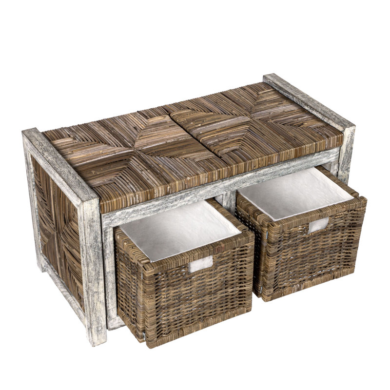 Banc de rangement à 2 tiroirs 30" rustique, gris