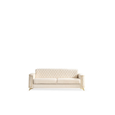 3 - Seat With Velvet Upholstery, High Gauge Sinuous Springs And Resilience Foam Modern Wood Frame For Living Space