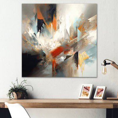 Orange et bleu abstrait mixte couleurs IV - art minimaliste abstrait