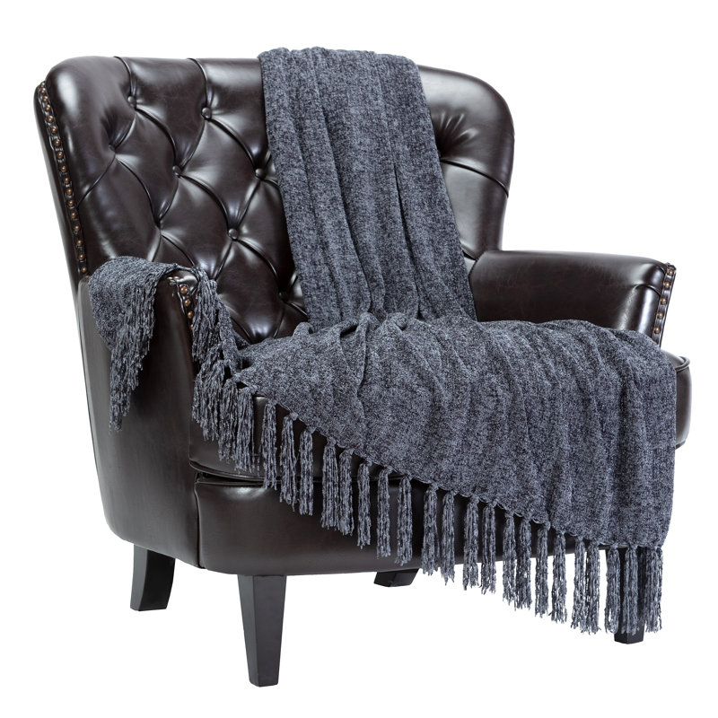  Couverture en chenille veloutée, Noir