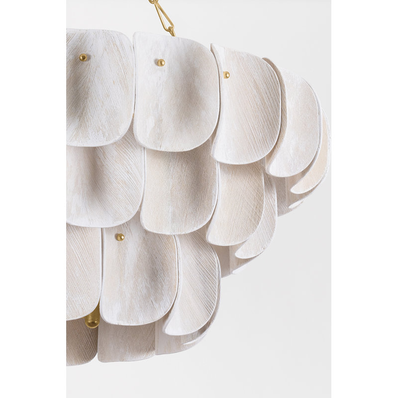 Lustre Amalfi en feuille d'or rétro, 16 lumières, H 18,5 po x l 41 po x P 41 po