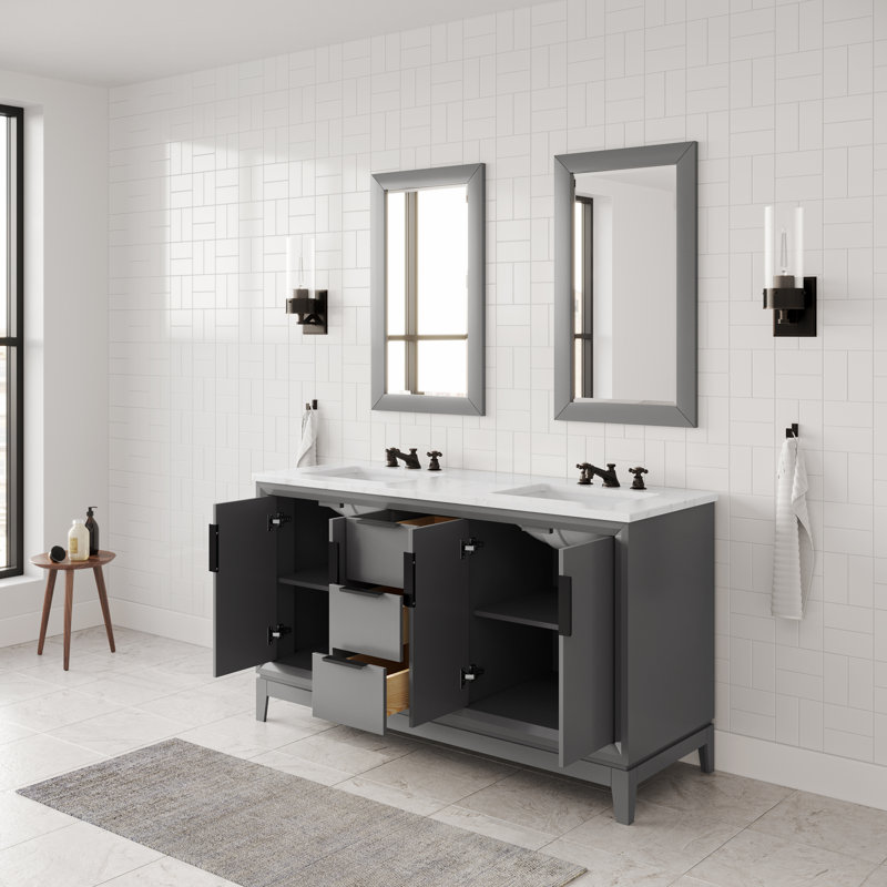 Alexann Marble Countertop Bath Vanity, Cashmere Gray, Standard