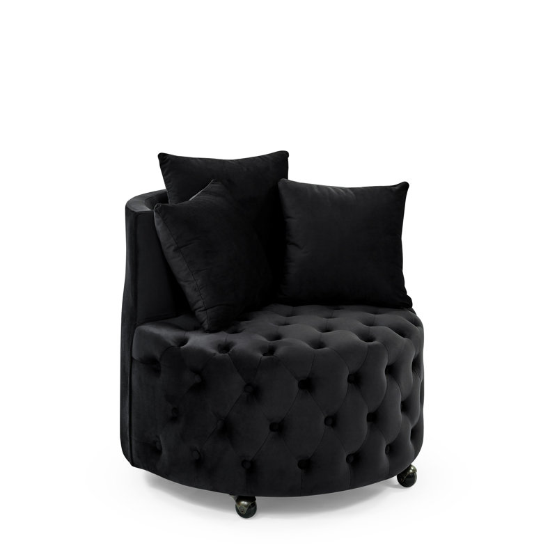 Velvet Upholstered Swivel Chair For Living Room,Accent Chair,living room chair, Black