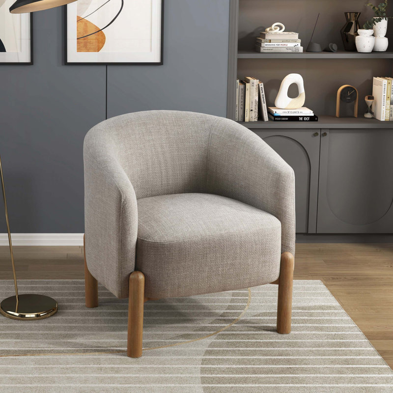 Chaise rembourrée en polyester avec 4 pieds, Polyester taupe