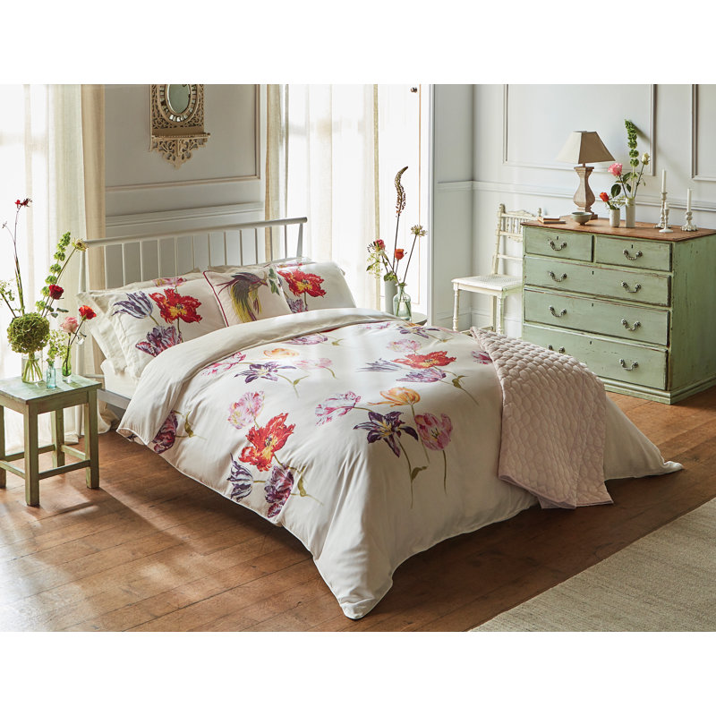 Tulipomania Cotton Duvet Cover Set, Super King Duvet Cover + 2 Pillowcases