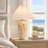 24.8" Cream Ceramic Table Lamp with Pleated Linen Shade for Bedroom and Living Room