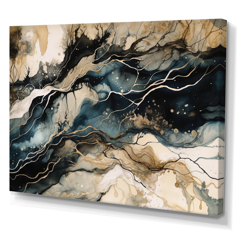 «Blue Beige Marbré Dreamscape III», reproduction sur toile, H 34 po x l 44 po x P 1,5 po, Toile tendue