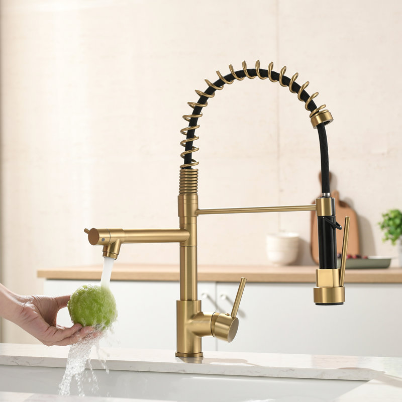 Pull Down Kitchen Faucet, Brushed Gold