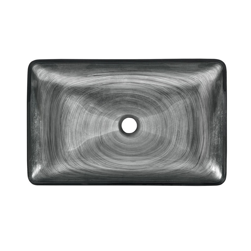 Lavabo vasque rectangulaire en verre avec robinet Cascade, Gris fumé, Gris fumé
