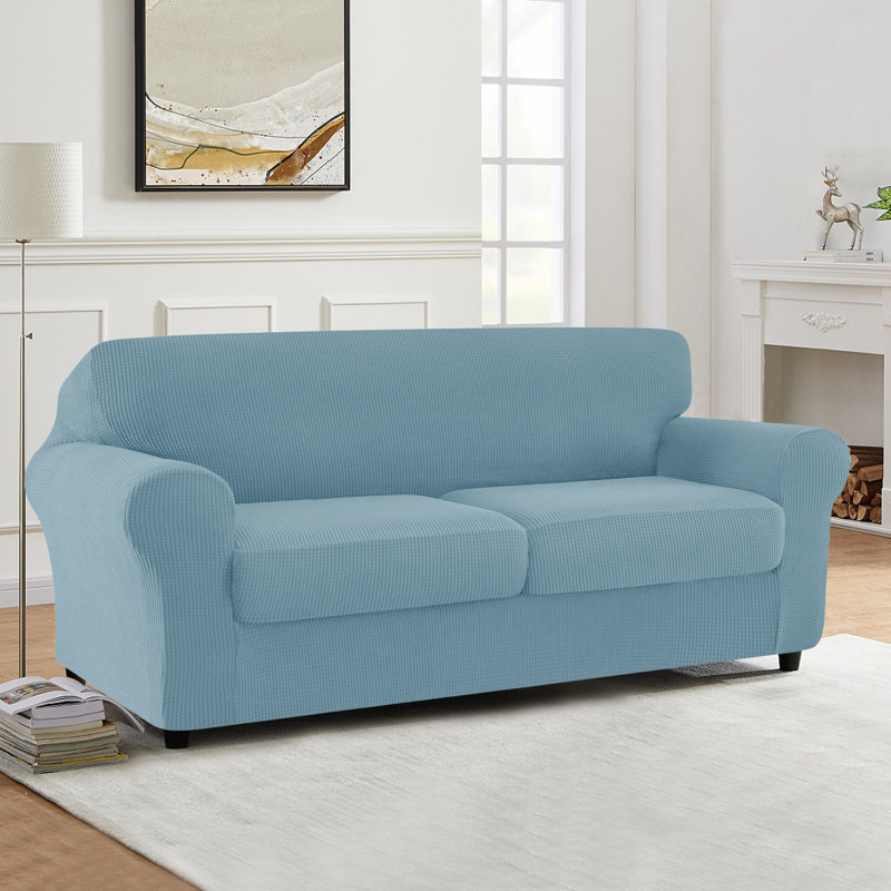 Pizarro Box Cushion Loveseat Slipcover, Steel Blue