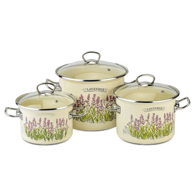 Lavender Fields Enamel Pot with Glass Lid