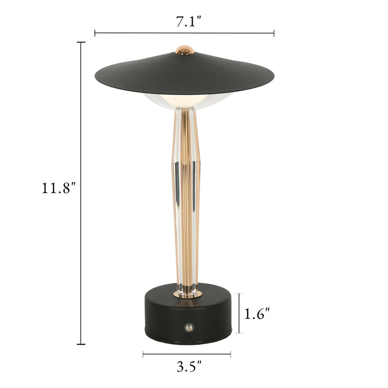 Iron Desk Table Lamp, Black, H 11,8 po x l 7,1 po x P 7,1 po
