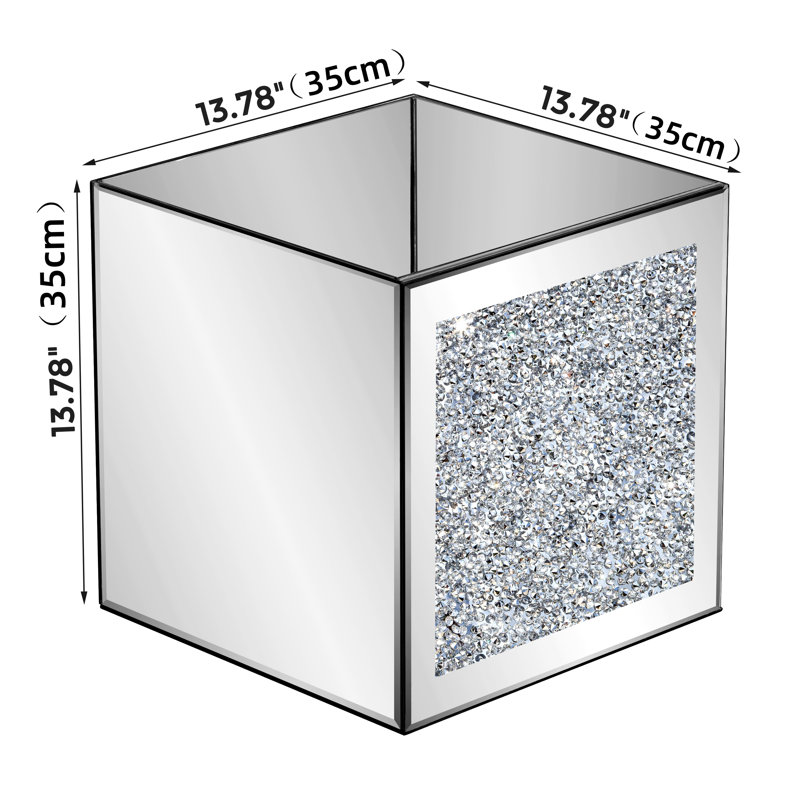 Bethly 35Cm Crushed Crystal Mirrored Square Planter Boxes Set Of 2